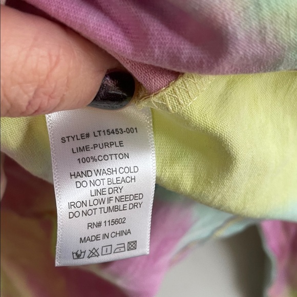 NWT All in Favor Pastel Tie-Dye Crewneck Long Sleeve Cropped Top M - Picture 7 of 10